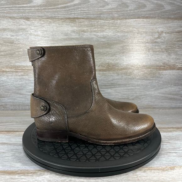 Frye Melissa Button Zip Short Ankle Boots Brown Leather Womens Size 6 - Picture 4 of 9